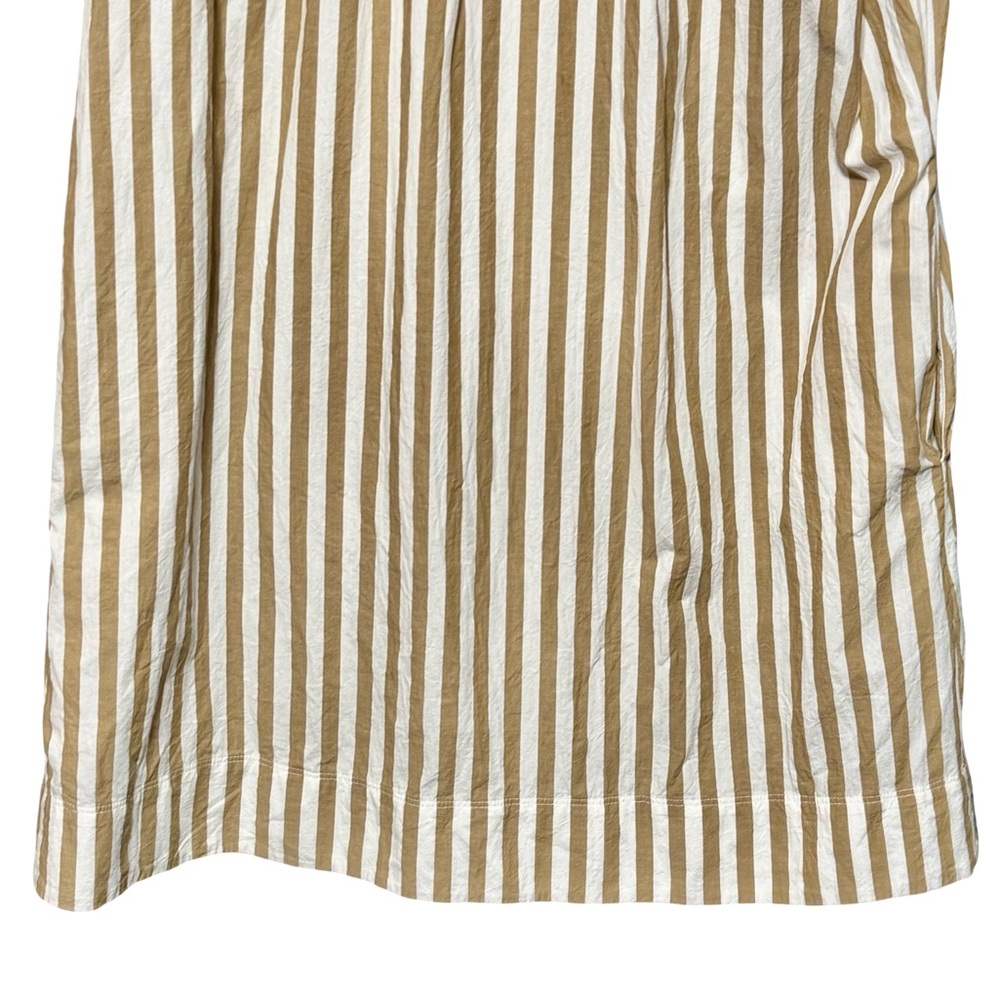 Madewell Collared Button Front Mini Tan Striped Cotton Poplin Shirt Dress XS - Picture 13 of 15